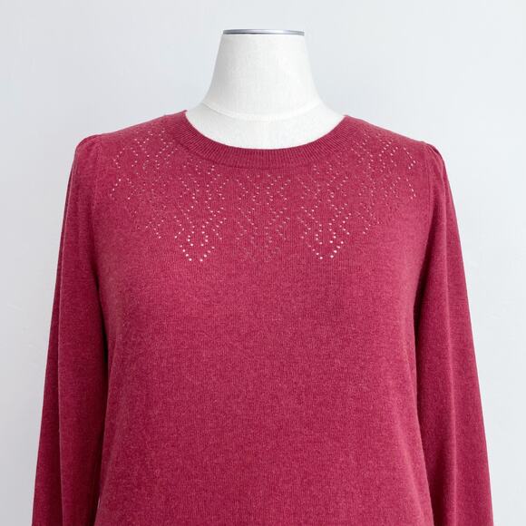 Ann Taylor LOFT Plus Pointelle Knit Puff Sleeve Sweater NWT - Picture 1 of 9